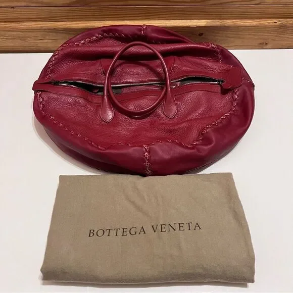 Authentic Bottega Veneta Large Brick Red Cervo Disc Boho Bag Intrecciato-Trimmed - Picture 6 of 12
